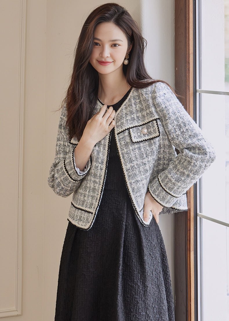 MIXED YARN TWEED SHORT JACKET - ANLEM