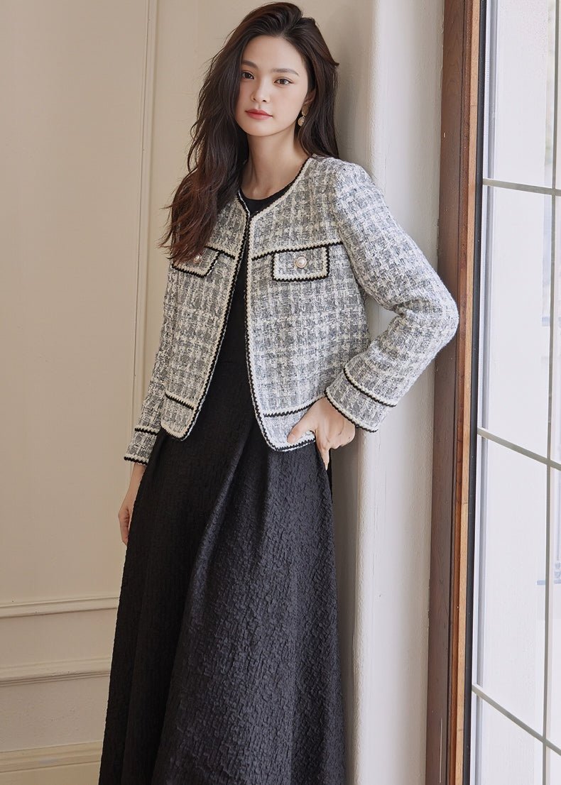 MIXED YARN TWEED SHORT JACKET - ANLEM