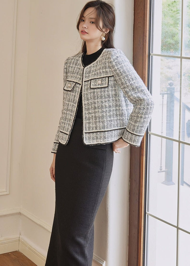 MIXED YARN TWEED SHORT JACKET - ANLEM