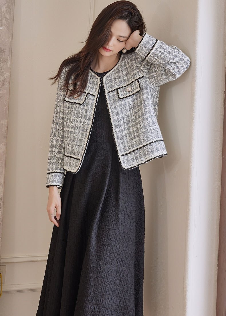 MIXED YARN TWEED SHORT JACKET - ANLEM