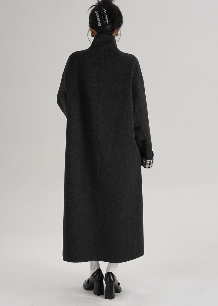 MOCK NECK WOOL BLEND MAXI COAT - ANLEM