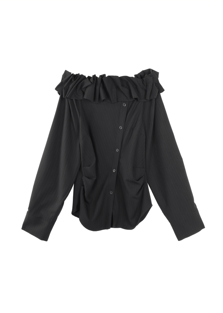 OFF-SHOULDER RUFFLE SHIRT - ANLEM