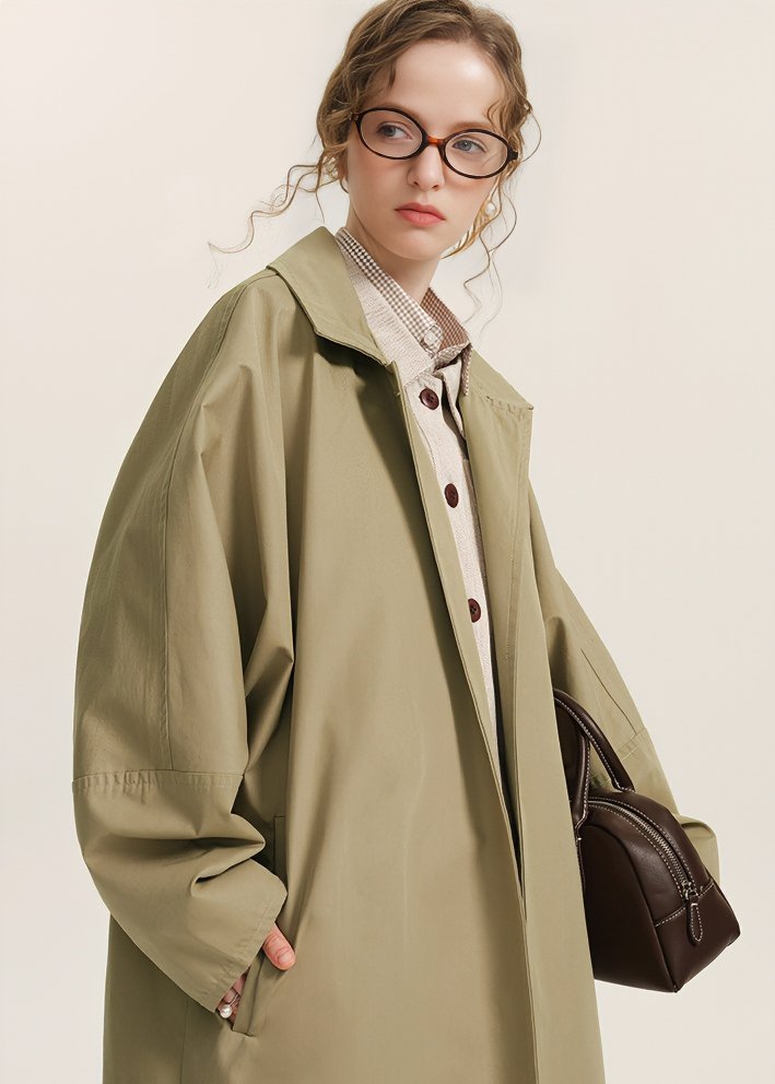 ONE BUTTON OVER TRENCH COAT - ANLEM