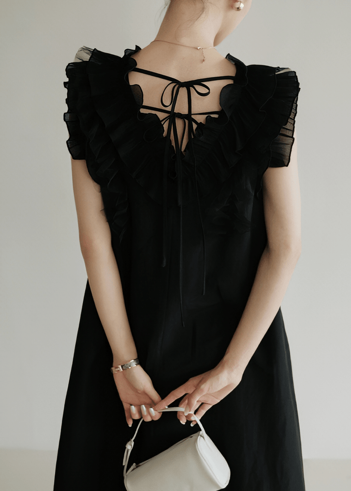 OPEN BACK TIE-DETAIL DRESS - ANLEM