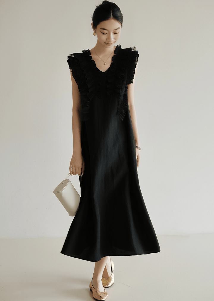 OPEN BACK TIE-DETAIL DRESS - ANLEM