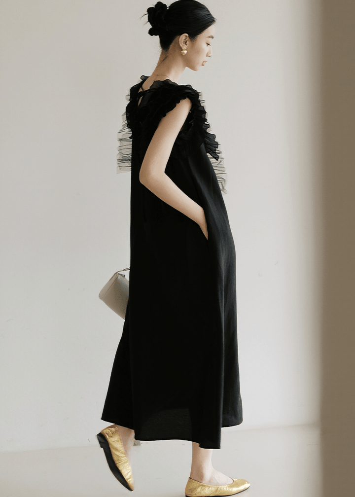 OPEN BACK TIE-DETAIL DRESS - ANLEM