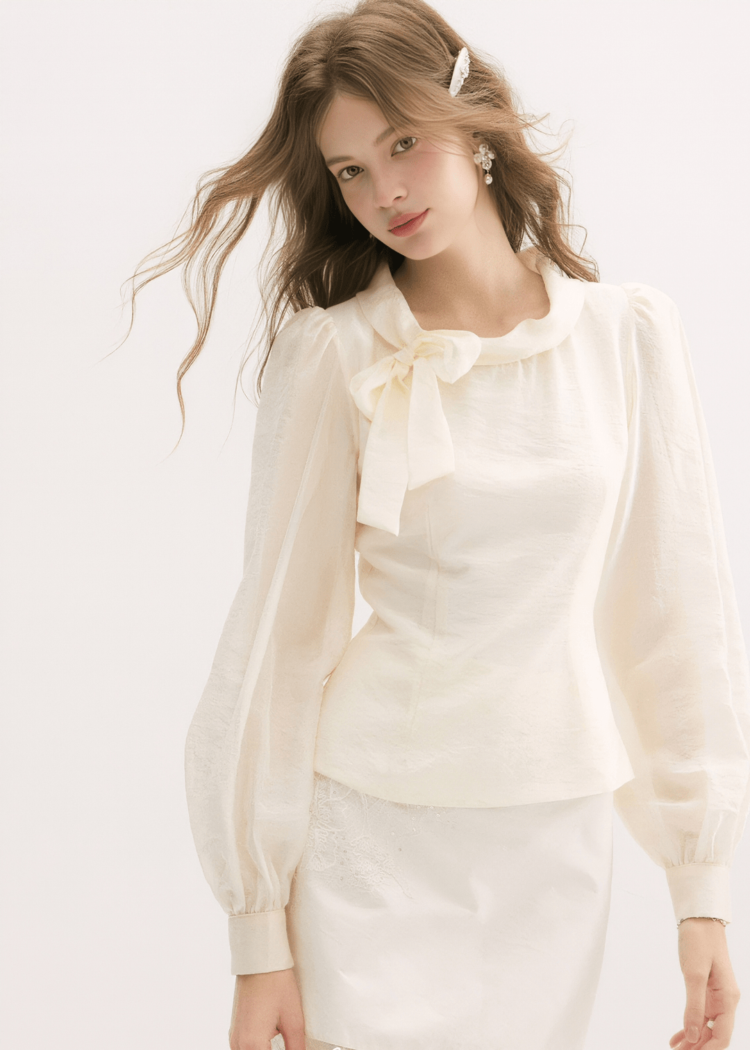 ORGANZA BOW TIE BLOUSE - ANLEM