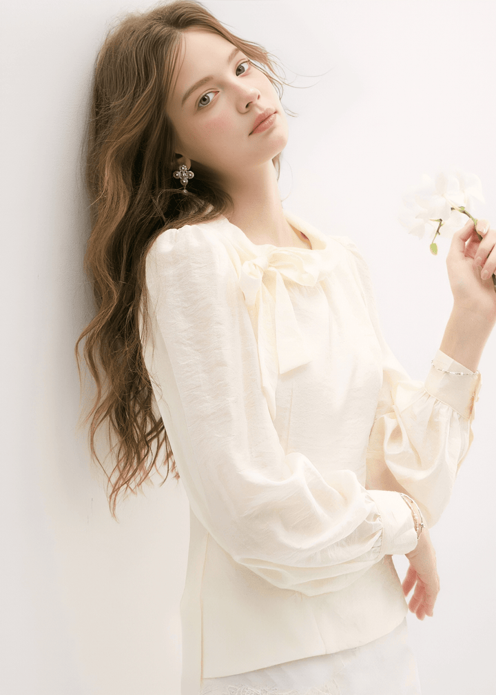 ORGANZA BOW TIE BLOUSE - ANLEM