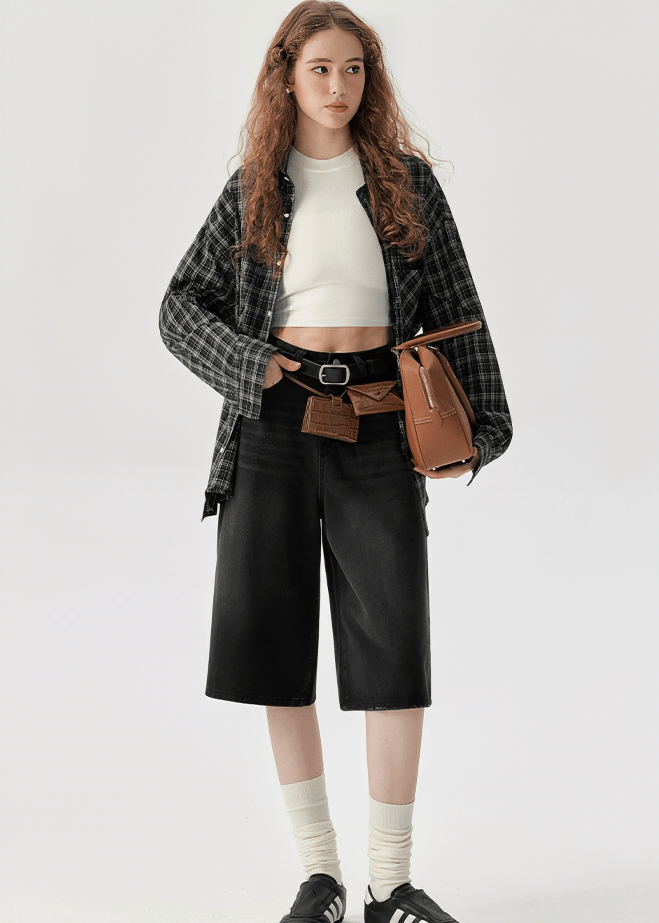 OVERSIZED PLAID BUTTON UP SHIRT - ANLEM