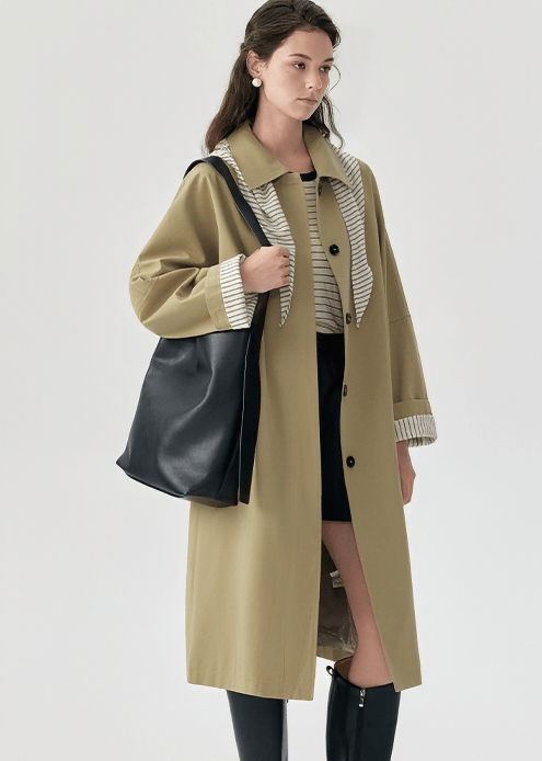 OVERSIZED STRIPE - ACCENT TRENCH COAT - ANLEM