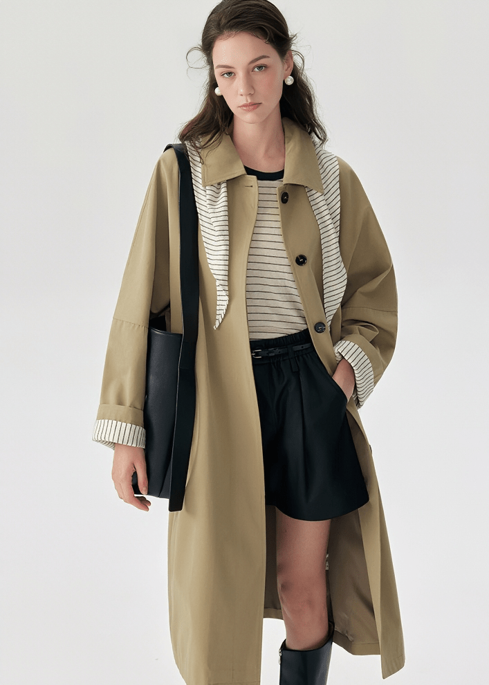 OVERSIZED STRIPE - ACCENT TRENCH COAT - ANLEM