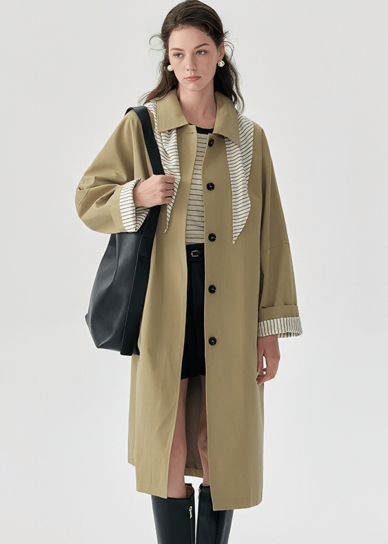 OVERSIZED STRIPE - ACCENT TRENCH COAT - ANLEM