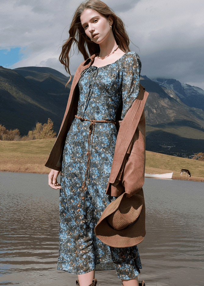 PASTORAL BLOUSON SLEEVE MAXI DRESS - ANLEM