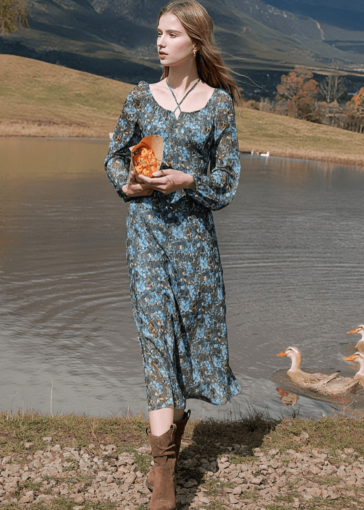 PASTORAL BLOUSON SLEEVE MAXI DRESS - ANLEM