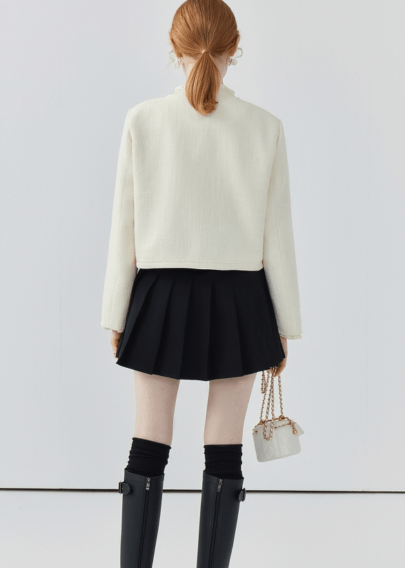PEARL BUTTON TWEED JACKET - ANLEM