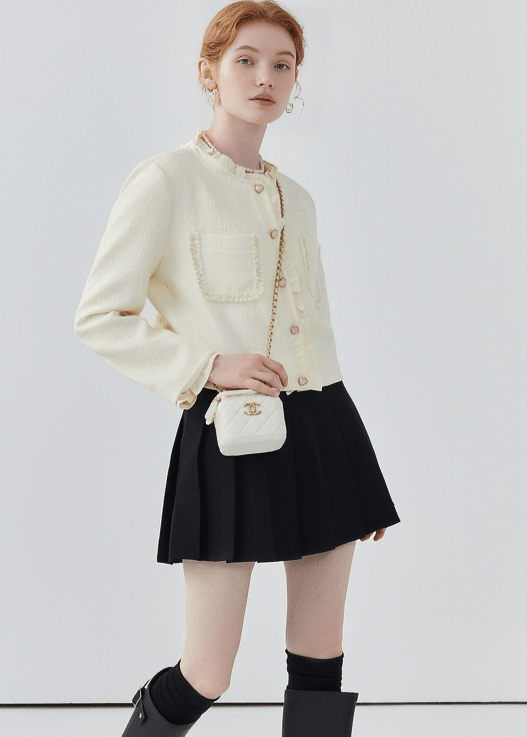 PEARL BUTTON TWEED JACKET - ANLEM