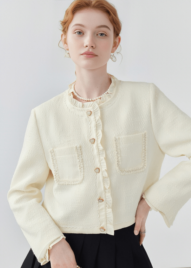PEARL BUTTON TWEED JACKET - ANLEM