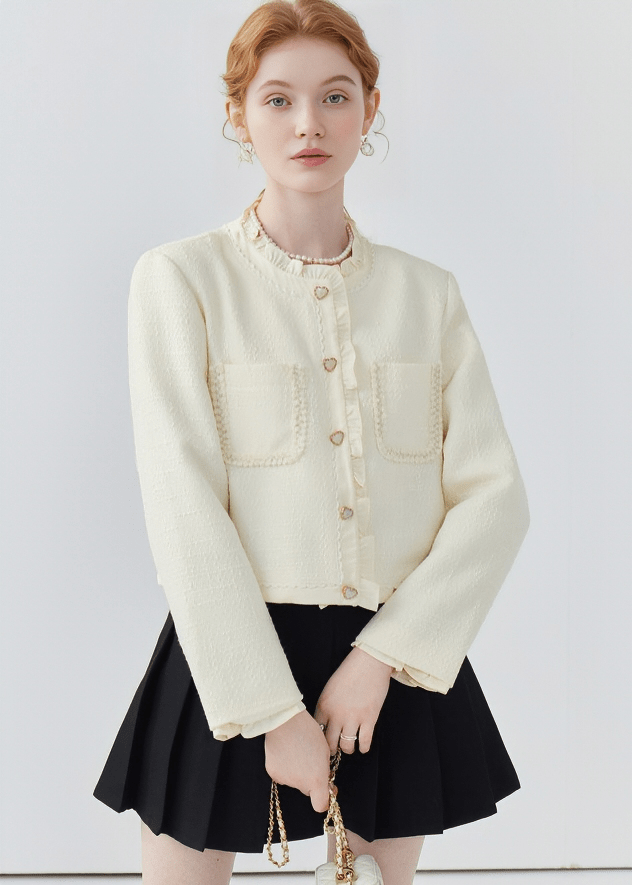 PEARL BUTTON TWEED JACKET - ANLEM