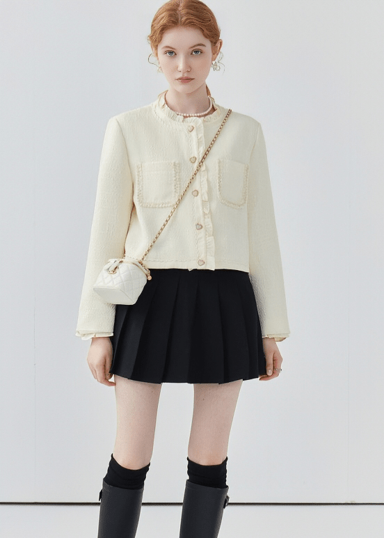 PEARL BUTTON TWEED JACKET - ANLEM