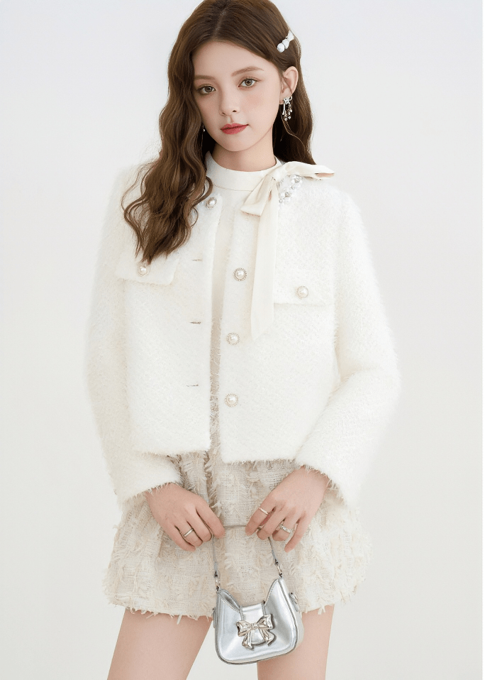 PEARL EMBELLISHED TWEED JACKET - ANLEM