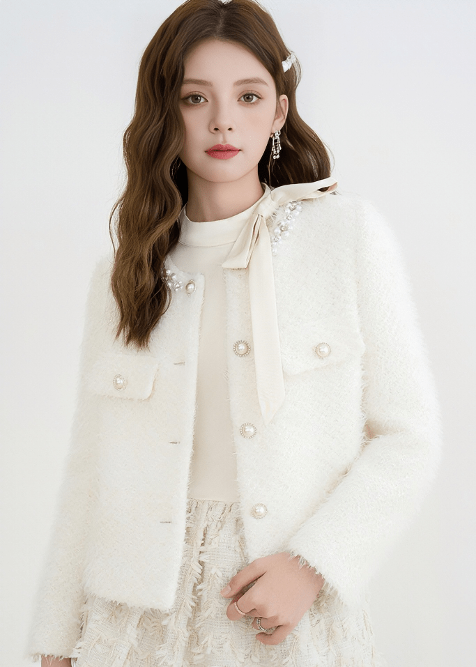 PEARL EMBELLISHED TWEED JACKET - ANLEM