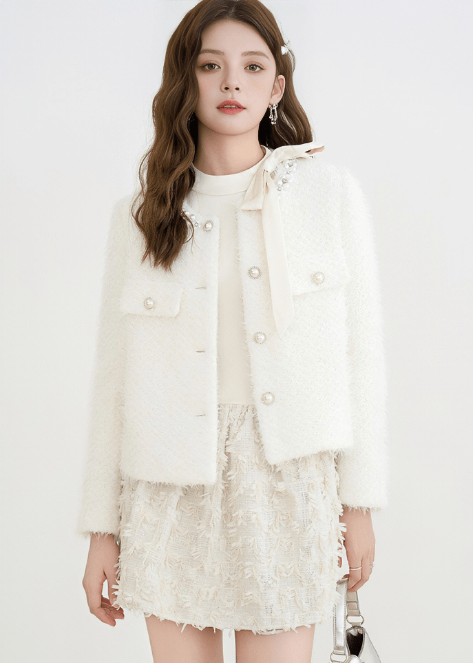 PEARL EMBELLISHED TWEED JACKET - ANLEM