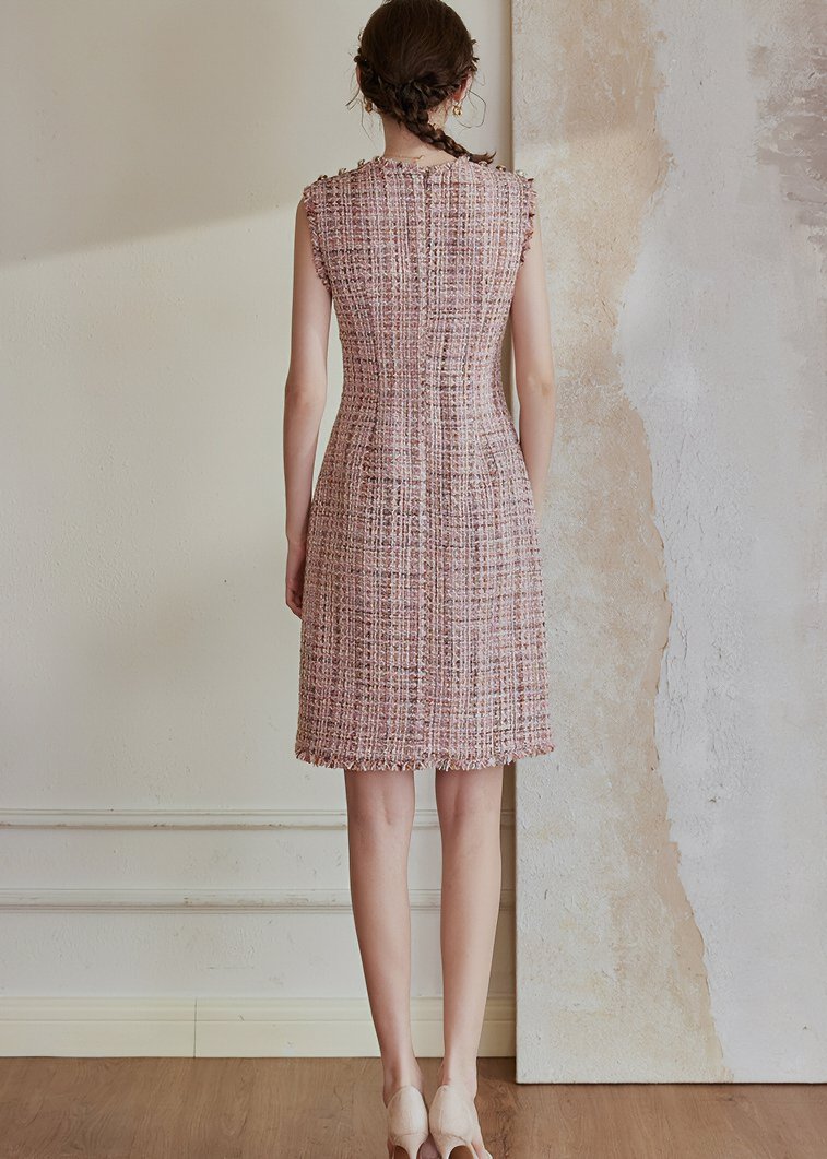 PINK TWEED A - LINE DRESS - ANLEM