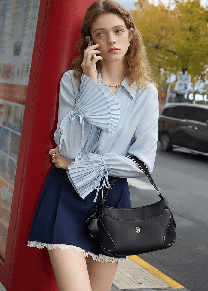 PLEATED BELL SLEEVE SHIRT - ANLEM