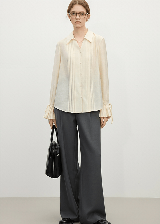 PLEATED BELL SLEEVE SHIRT - ANLEM