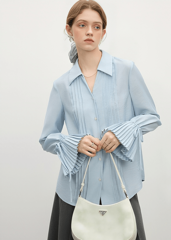 PLEATED BELL SLEEVE SHIRT - ANLEM