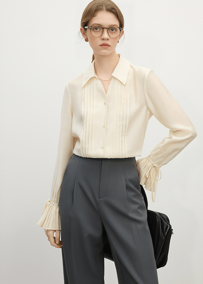 PLEATED BELL SLEEVE SHIRT - ANLEM