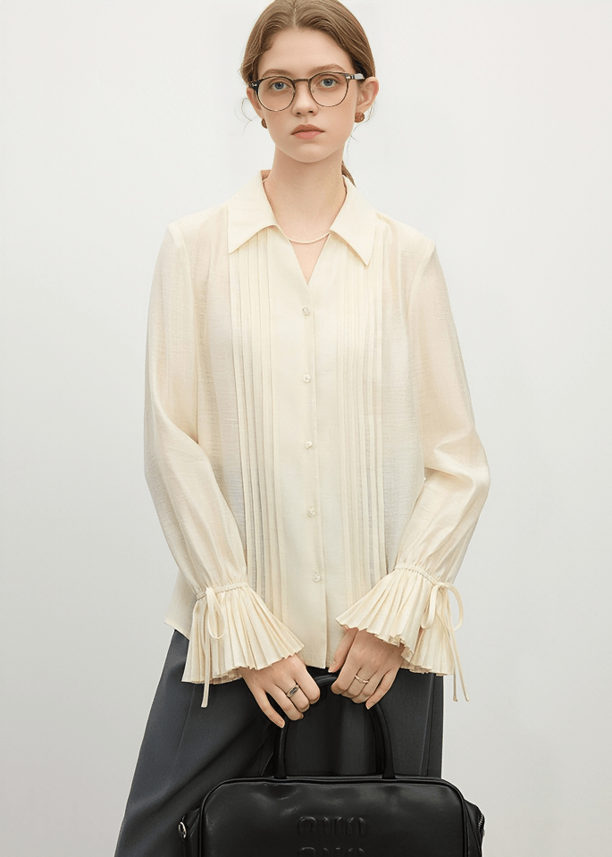 PLEATED BELL SLEEVE SHIRT - ANLEM