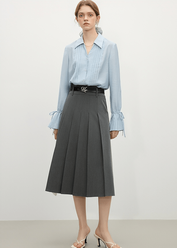 PLEATED BELL SLEEVE SHIRT - ANLEM