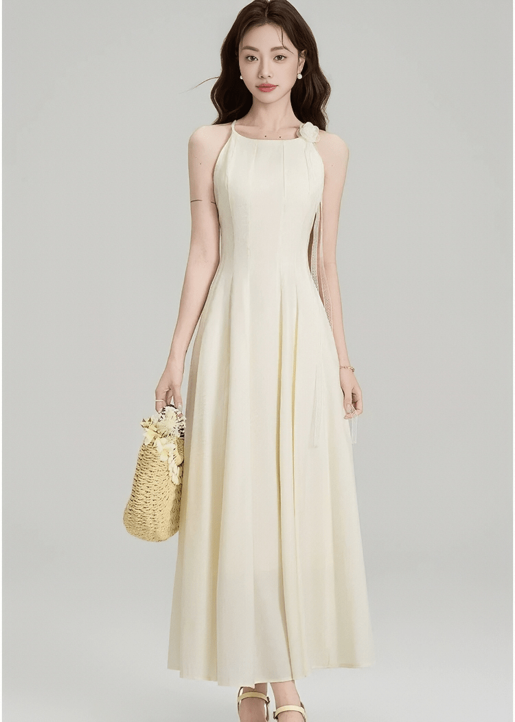 PLEATED HALTER MAXI DRESS - ANLEM