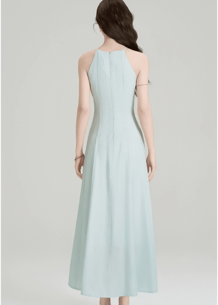 PLEATED HALTER MAXI DRESS - ANLEM