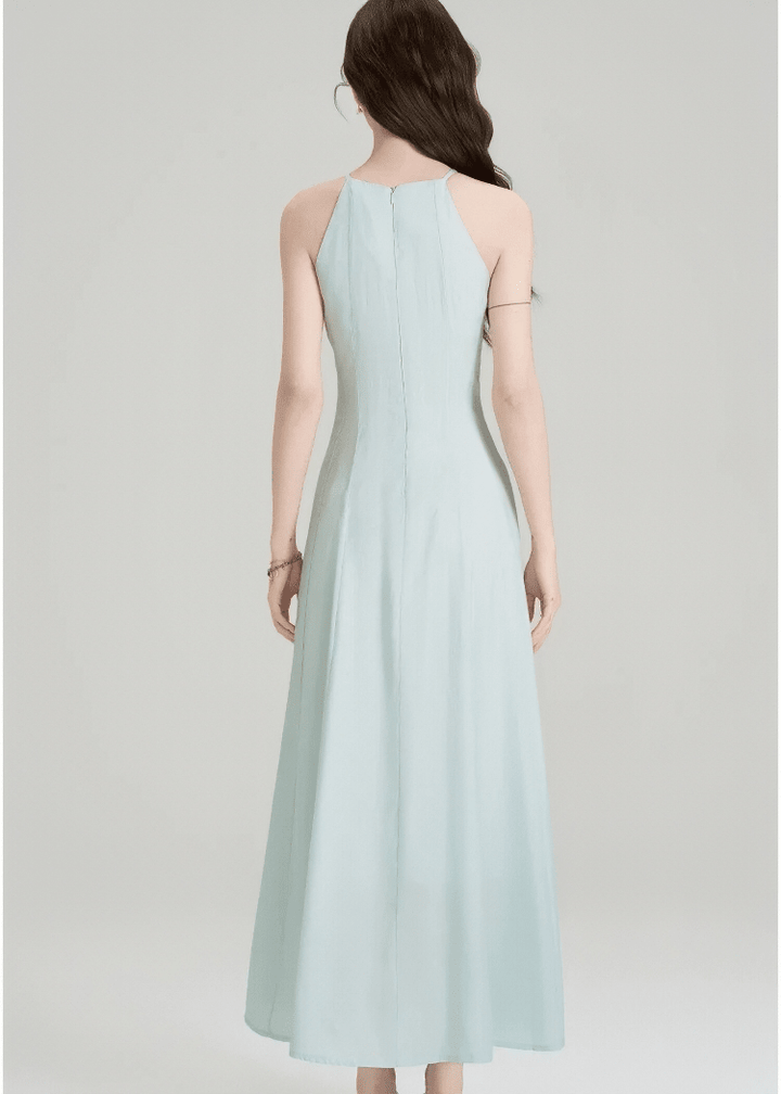 PLEATED HALTER MAXI DRESS - ANLEM