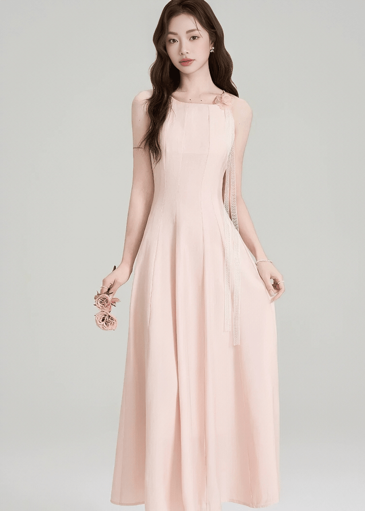 PLEATED HALTER MAXI DRESS - ANLEM