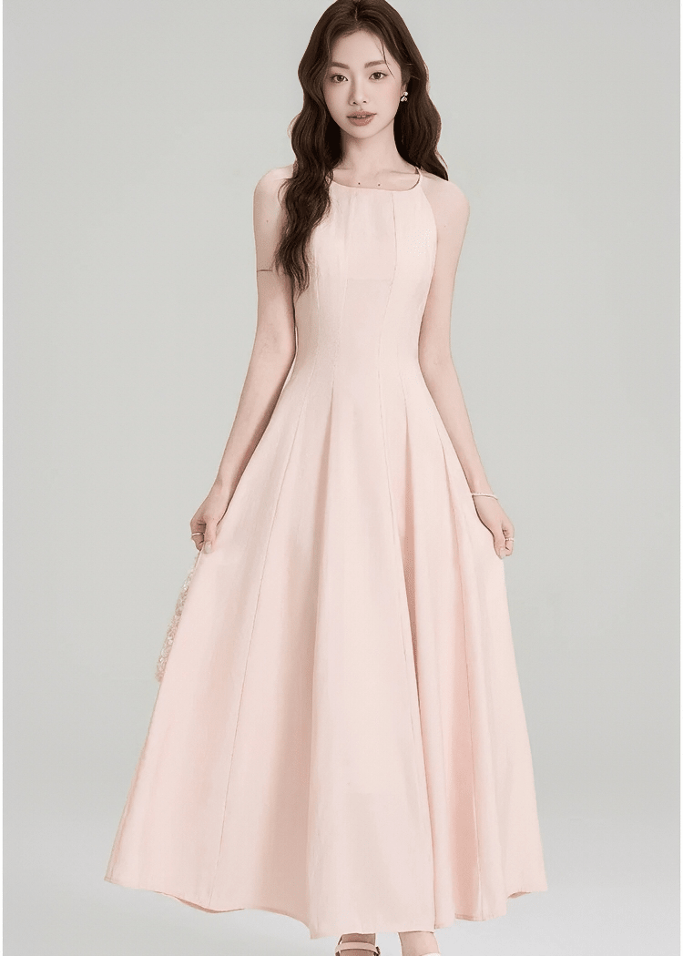 PLEATED HALTER MAXI DRESS - ANLEM