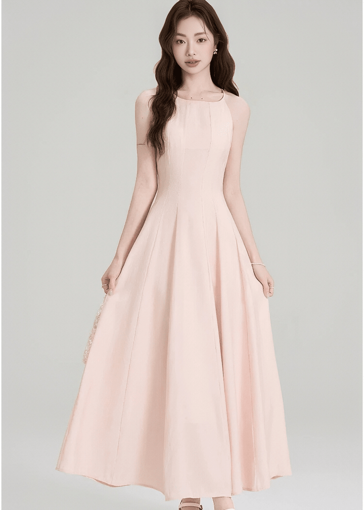 PLEATED HALTER MAXI DRESS - ANLEM