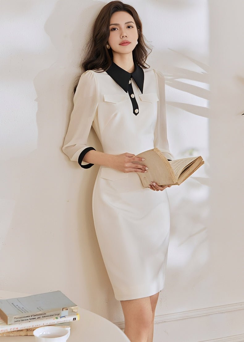 POLO COLLAR CHIFFON DRESS - ANLEM