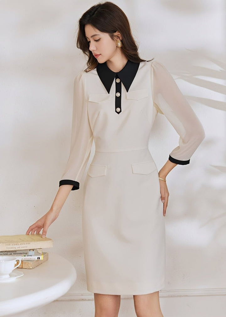 POLO COLLAR CHIFFON DRESS - ANLEM