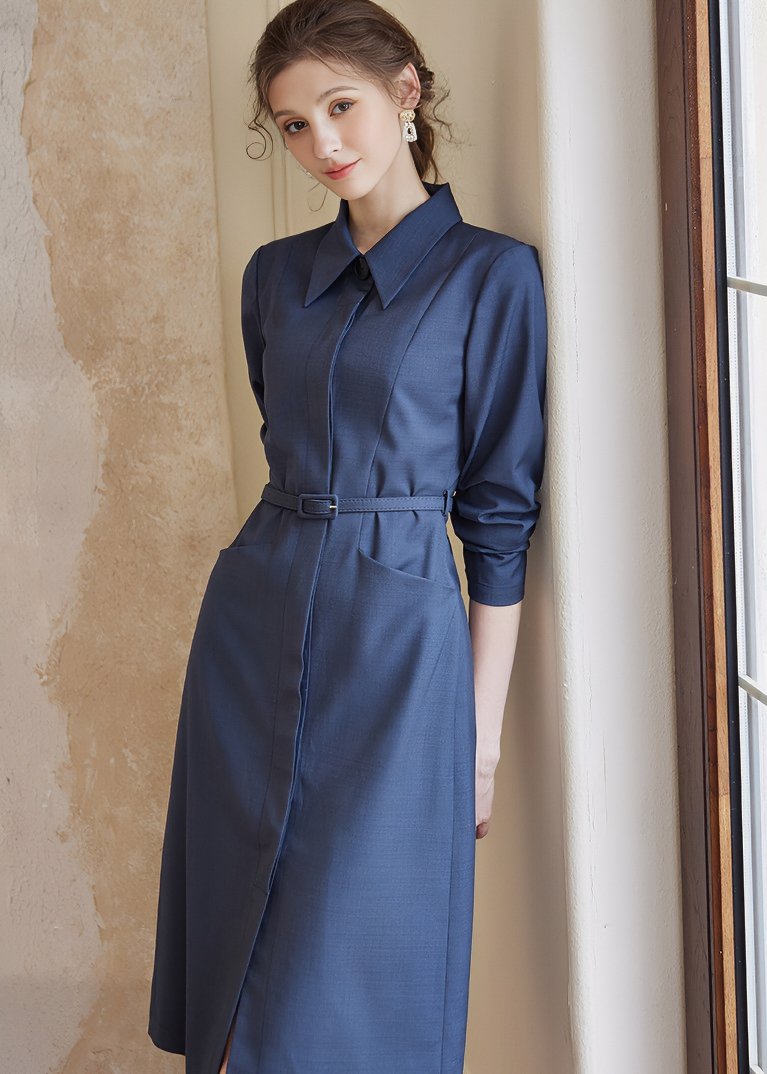 POLO NECK SHIRT DRESS - ANLEM