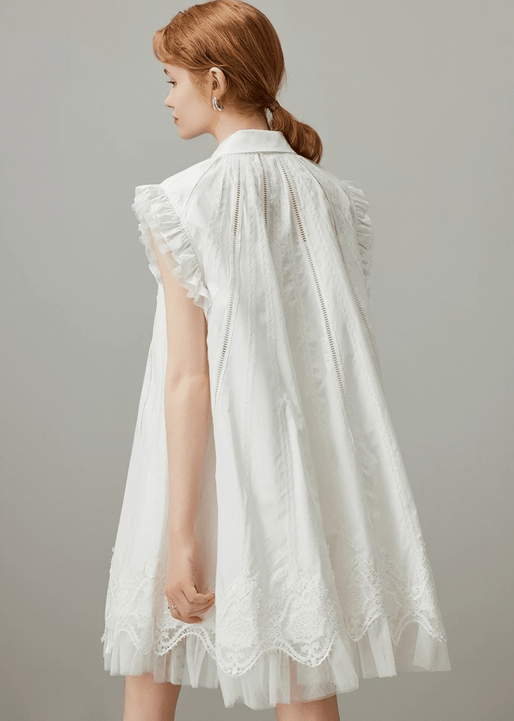 PREMIUM LACE SHIRT DRESS - ANLEM