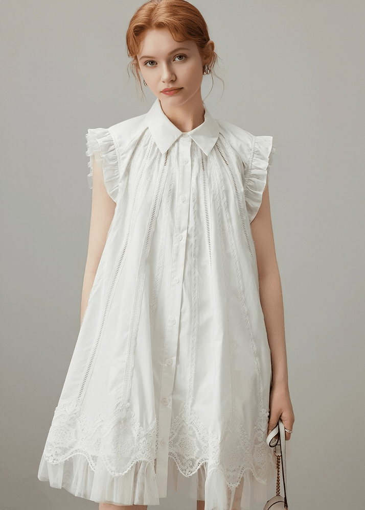 PREMIUM LACE SHIRT DRESS - ANLEM