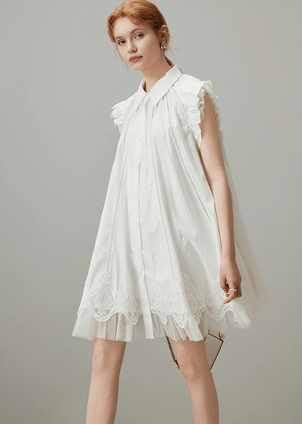 PREMIUM LACE SHIRT DRESS - ANLEM