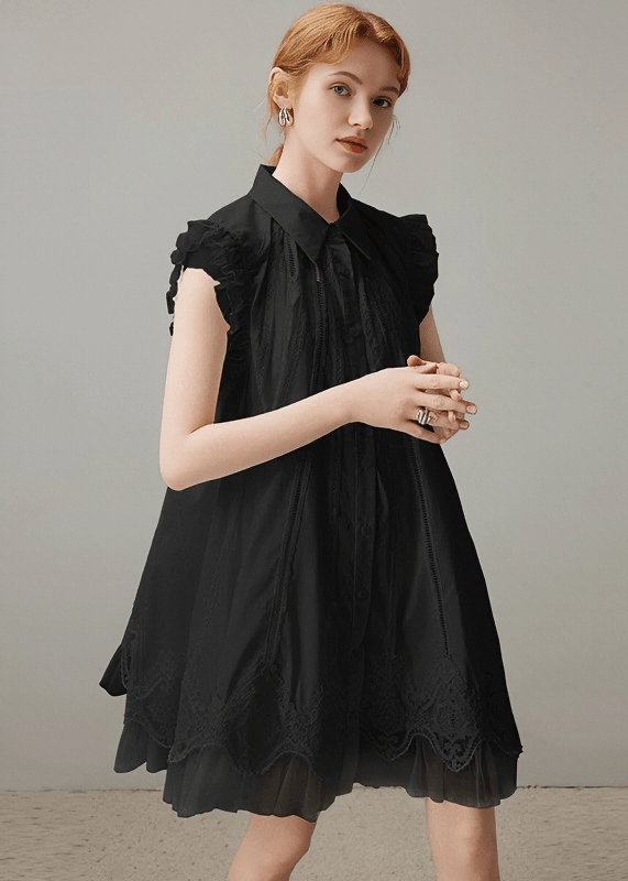 PREMIUM LACE SHIRT DRESS - ANLEM