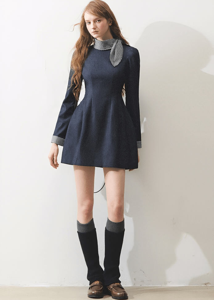 PREPPY COLLAR DETAIL MINI DRESS - ANLEM