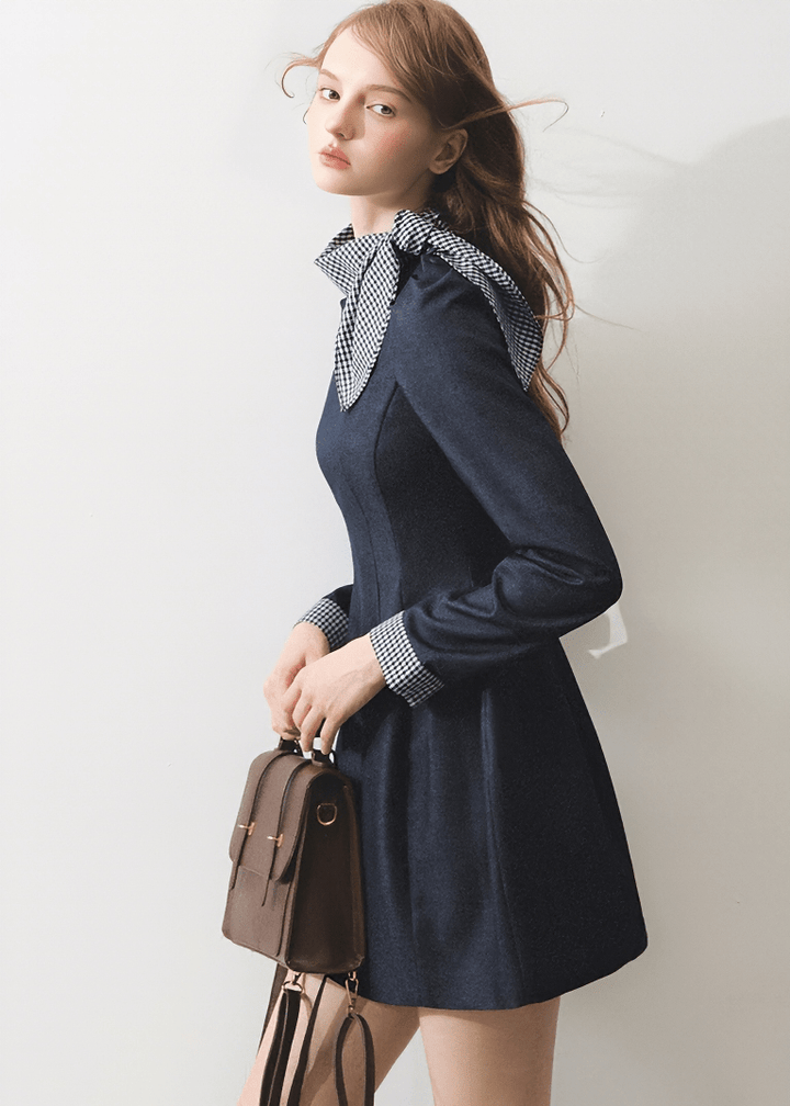 PREPPY COLLAR DETAIL MINI DRESS - ANLEM