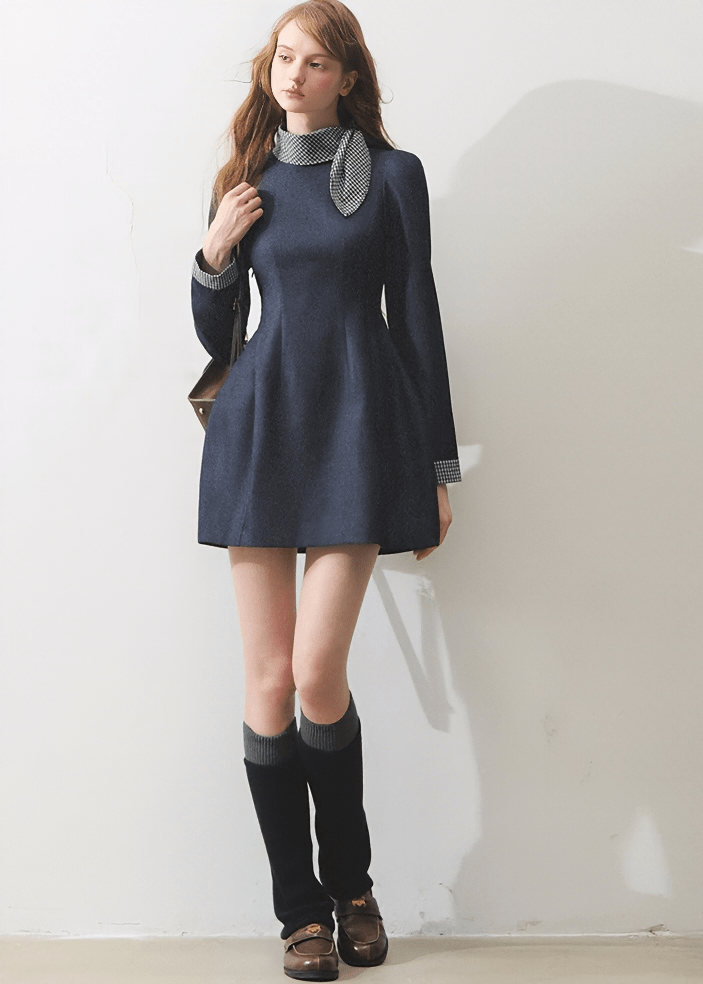 PREPPY COLLAR DETAIL MINI DRESS - ANLEM