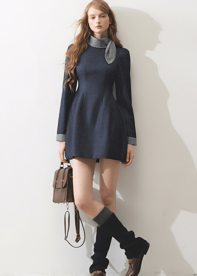 PREPPY COLLAR DETAIL MINI DRESS - ANLEM